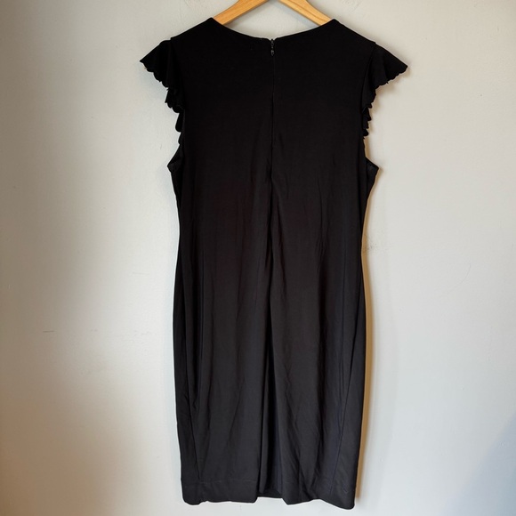 Just Taylor Black Scalloped Ruffled Sheath Dress- Minimalist Classic- Size 12 - Picture 5 of 5